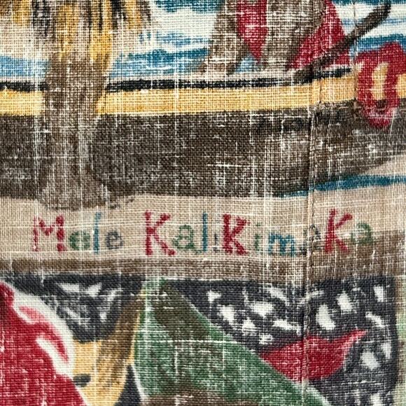 Vintage 90s Reyn Spooner Mele Kalikimaka Hawaiian Camp Shirt Beige XL X-Large - Picture 4 of 6